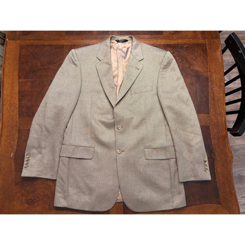 Jos. A. Bank 40RG Herringbone Camelhair Silk Blazer Jacket Preowned Tan